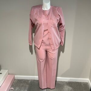 Vintage g.w. division of graff pink 3 piece set 100% polyester golden girls 80’s